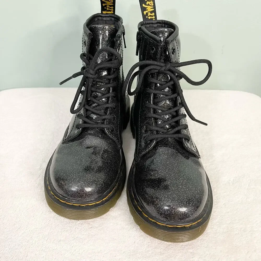 Dr. Martens Toddler 3 Kidcore Black 1460 Glitter Lace Up Boots w/ Bouncing Soles